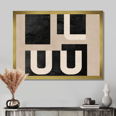 Minimal And Abstract Compositions In Nature Tones - Midcentury Modern Canvas Art, Black Mid-Century Modern Wall Art