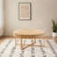 Table basse ronde moderne avec base piédestal robuste, ton de bois naturel, 31,5 po