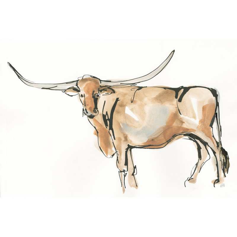 «Longhorn II» par Chris Paschke, reproduction d'art sur toile tendue, H 32 po x l 48 po