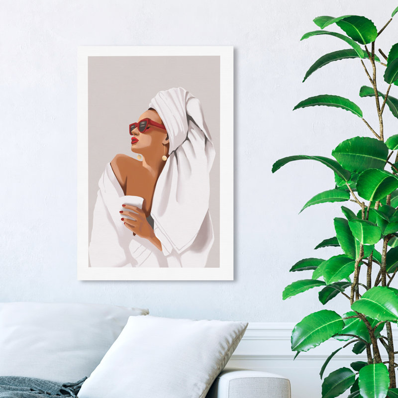 «Her Morning routine» - impression, H 30 po x l 20 po, Toile tendue, Sans cadre
