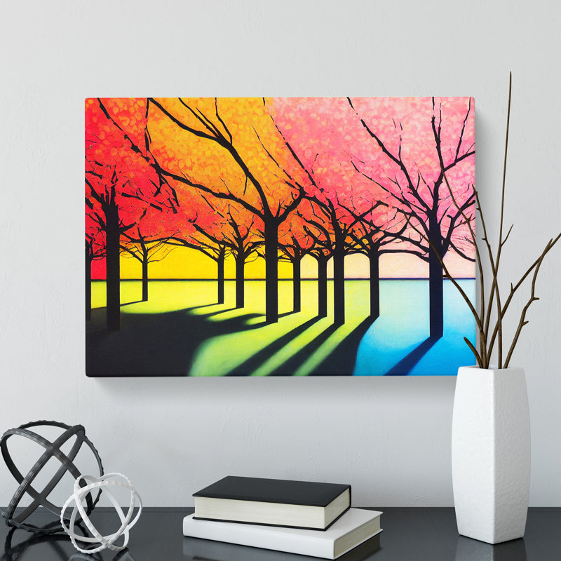 Cheerful Cherry Blossom Trees - Wrapped Canvas, 40cm H x 60cm W x 3cm D