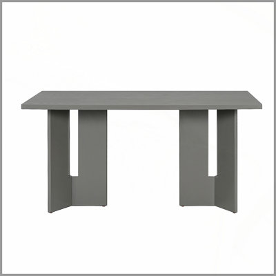 Farmhouse Wood Dining Table, 60" Rectangular Dining Table With Cutout Table Legs For Dining Room, Kitchen And Living Room (Gray)