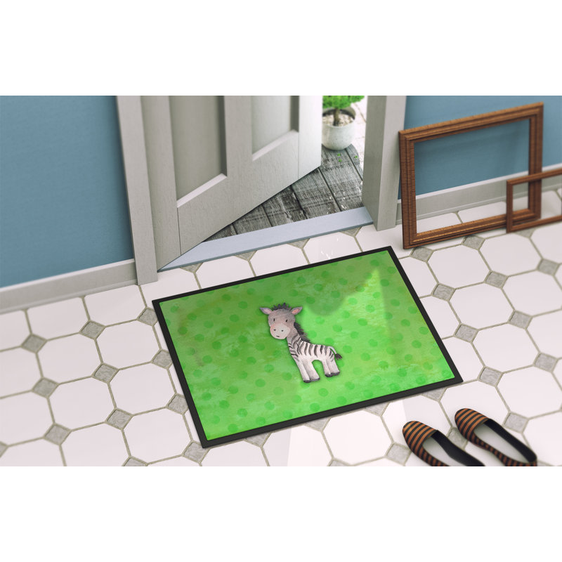 Tapis de porte d’extérieur anti-dérapant aquarelle zèbre Cowan, H 0,2 po x l 36 po x P 24 po