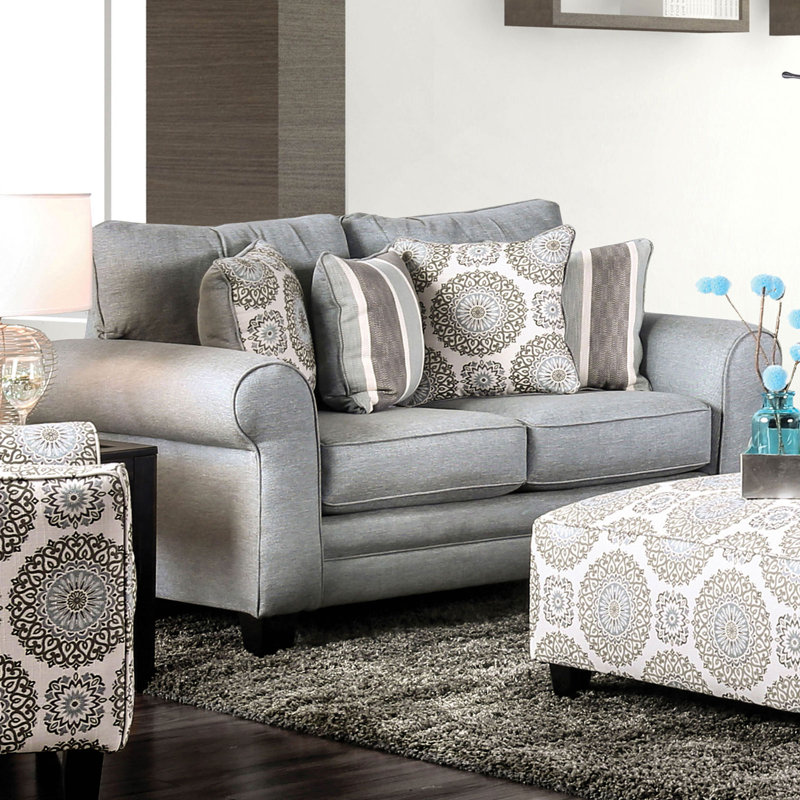 Causeuse transitionnelle l 65,4 po, bleu gris