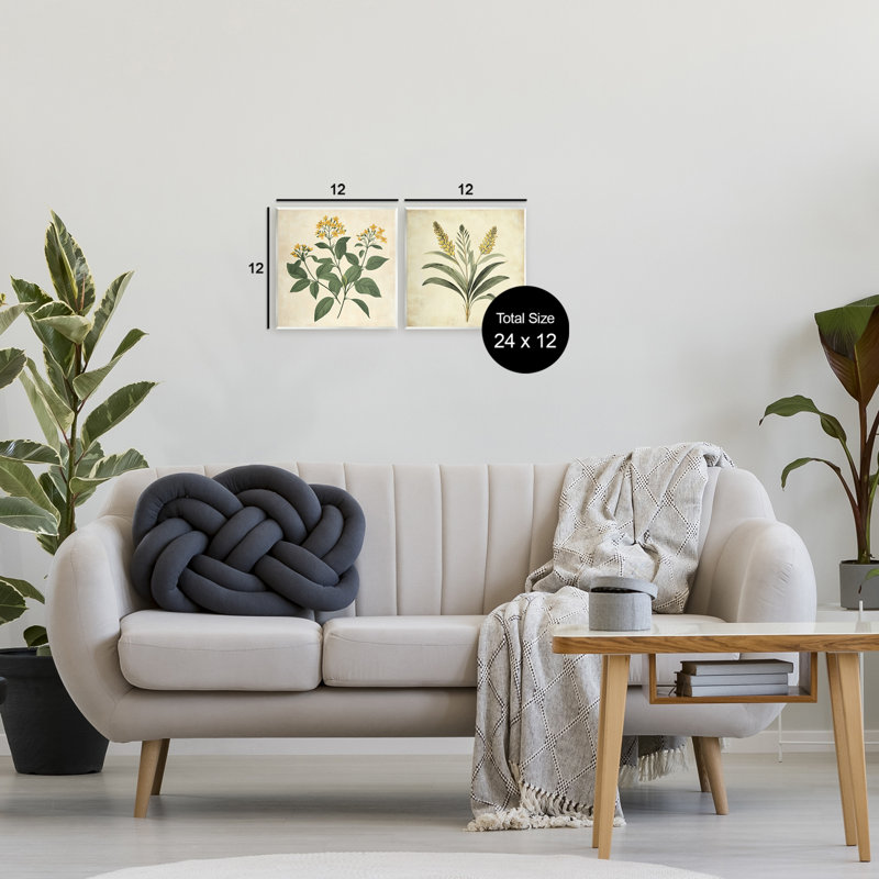 Ensemble de 2 plaques murales vintage boisseaux jaunes et blé, design par Petal Prints Design