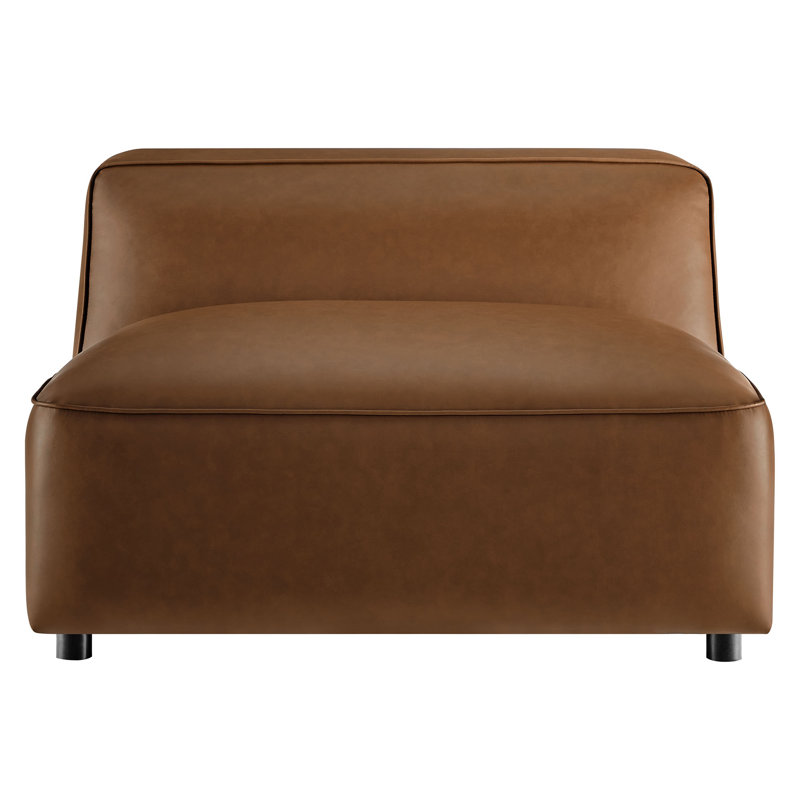 Fauteuil modulaire en cuir sans accoudoirs Auren, Cuir café vegan