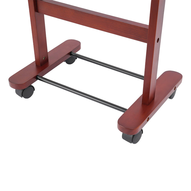 Portant à vêtements sur pied en bois rétro avec 4 roues