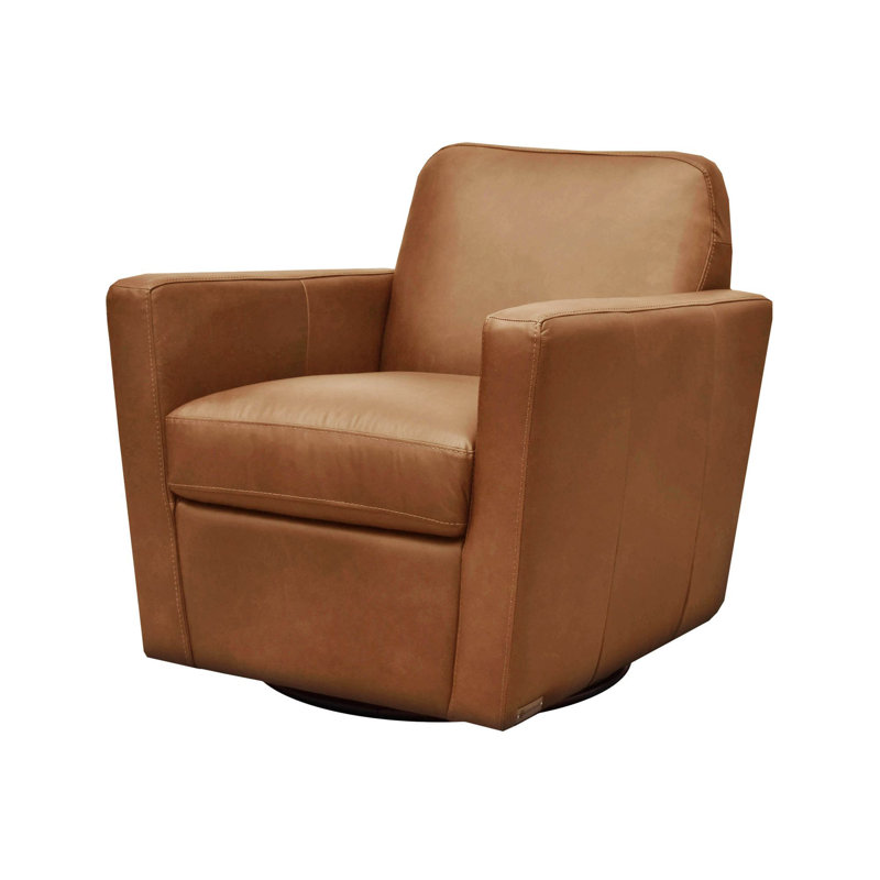 Fauteuil club pivotant en cuir Monty