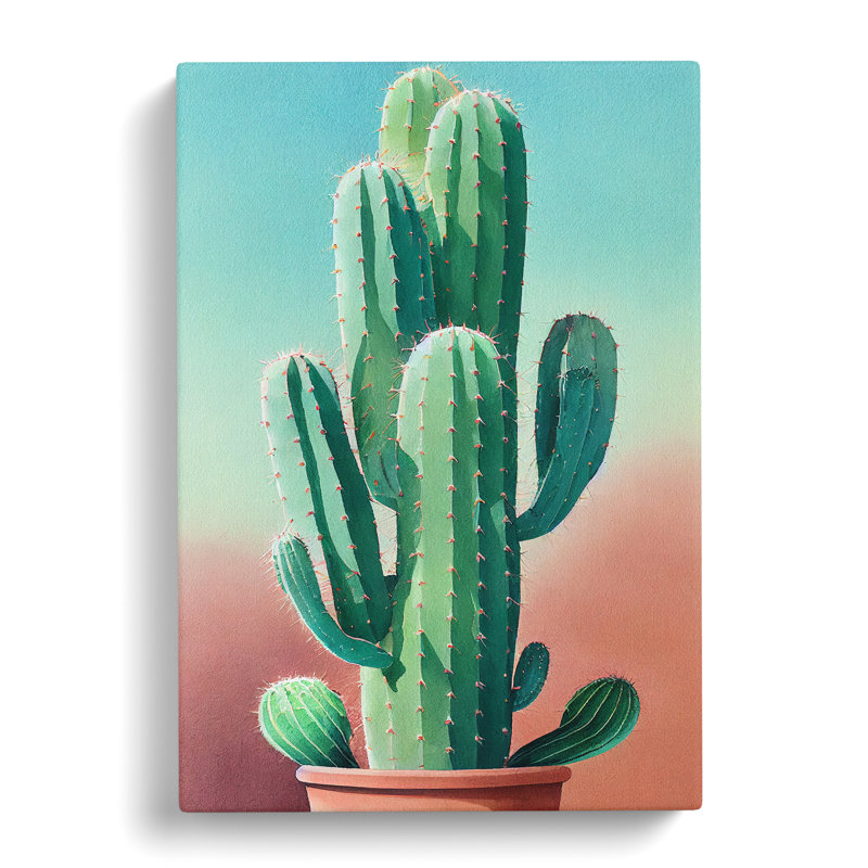 Watercolour Cacti Cactus - Wrapped Canvas, 50cm H x 35cm W x 3cm D
