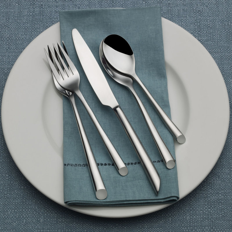 Towle Silversmiths Towle Living Wave 20-Piece Forged Stainless Steel Flatware Set, Service for 4
