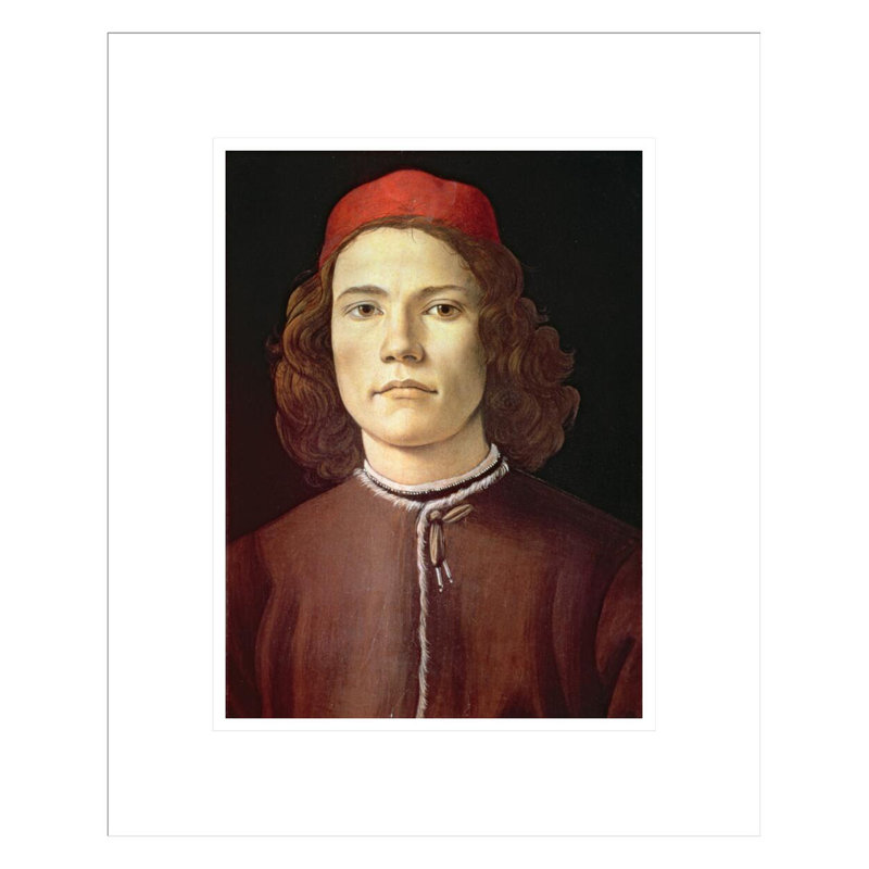 «Portrait of a Young Man» par Sandro Botticelli, impression giclée encadrée, 16.64" H x 13.75" W