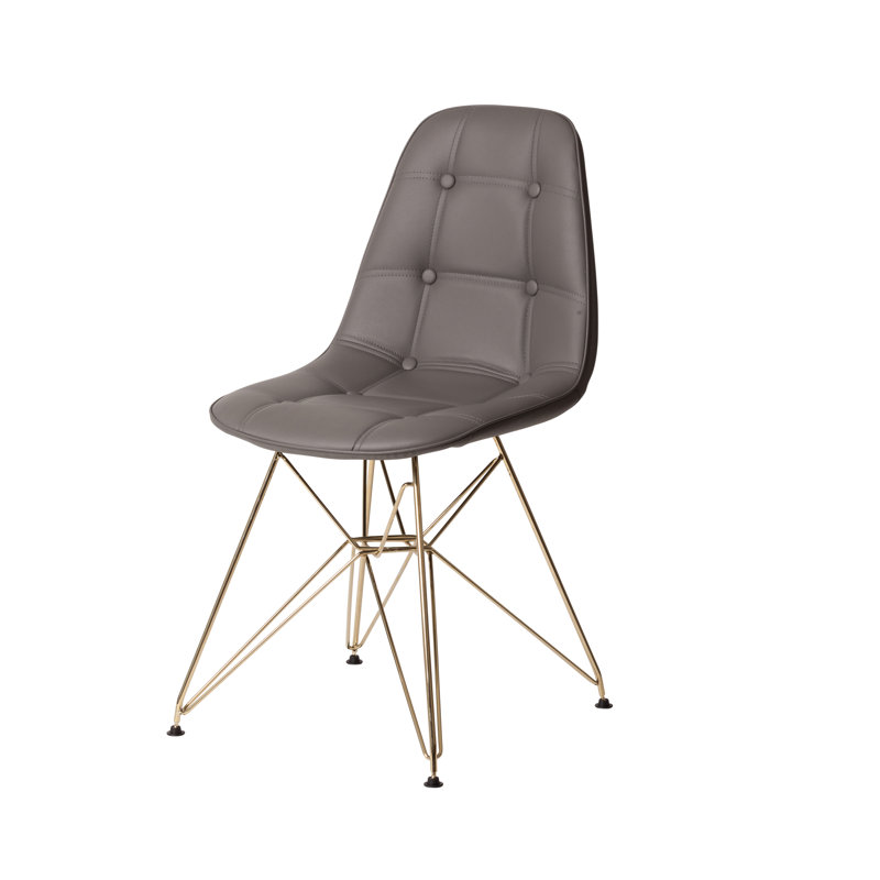 Chaise de salle à manger rembourrée Lamptrai, gris, Or