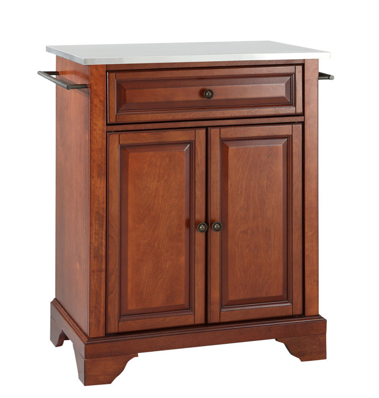 Chariot de cuisine avec plateau en acier inoxydable Hedon, Cerisier classique