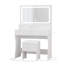 Meuble-lavabo avec grand miroir à DEL Kathryne, 4 tiroirs de tailles différentes et un support de montage supplémentaire, une table de maquillage avec prises pour la chambre à coucher-54167393