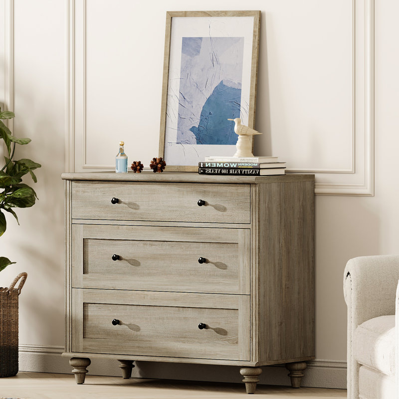 Set of 2 Gray Wash Wood End Tables with Storage Drawers