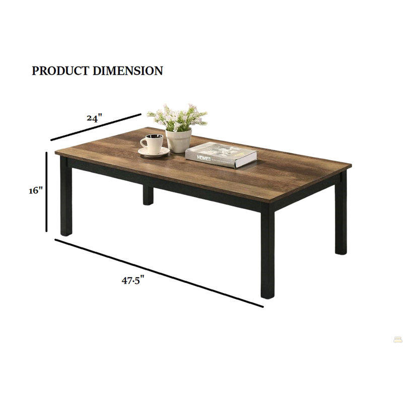 Ensemble de table 3 pièces 1 table basse 1 table de bout 2 pieds en faux marbre, Brun