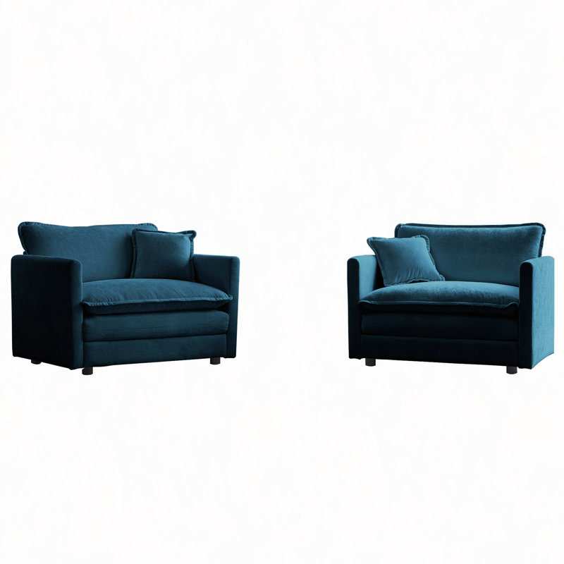 Ensemble de 2 chaises d'appoint, fauteuils rembourrés en chenille haut de gamme, chaises d'appoint de salon avec coussin en chenille