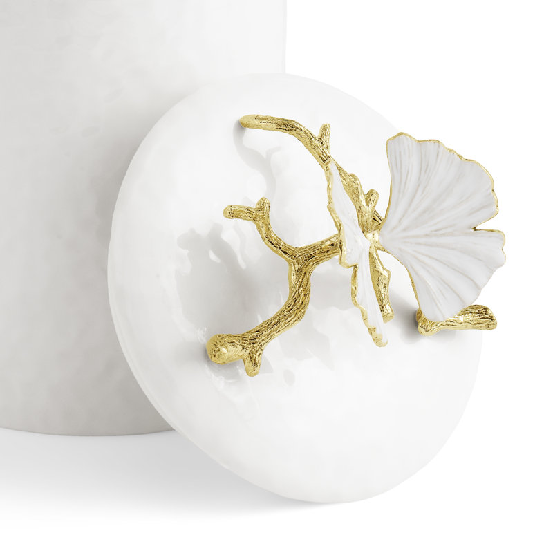 Butterfly Ginkgo Gold Porcelain Canister, 35 oz
