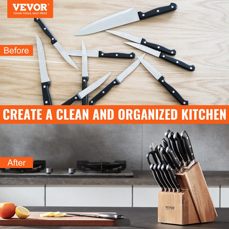 VEVOR 15 Slot Acacia Knife Block