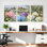 Ensemble de 3 tableaux sur toile représentant un paysage de jardin d'hortensias, pour la décoration du salon, de la chambre et de la maison.