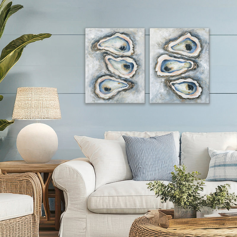 Ensemble de 2 toiles Oyster Bar Trios, design par Carol Robinson, H 20 po x l 16 po