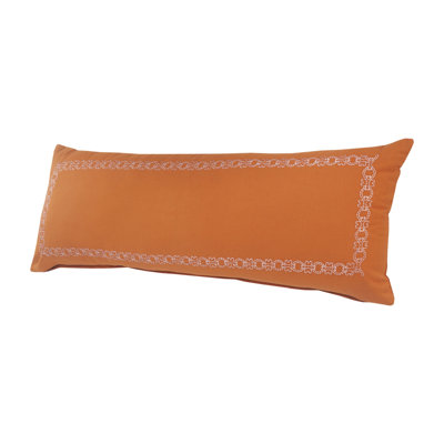 Oreiller à fermeture à glissière géométrique 100% coton 14 po x 36 po orange et orange foncé 14 po x 36 po