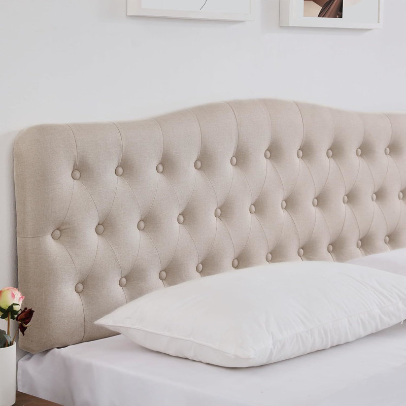 Tête de lit tapissier Aveigha, Lin beige, Simple