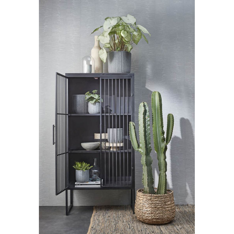 Dante Ceramic Pot Planter, 19cm H x 21cm W x 21cm D, Grey