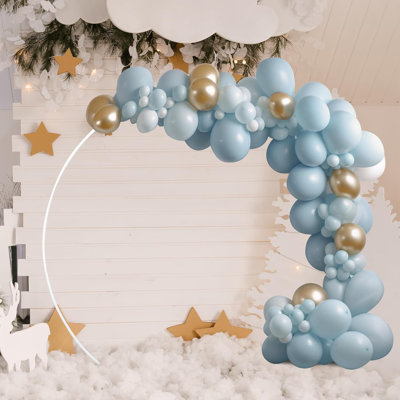 Support de fond rond de 8,2 pi, cadre en forme d'arc de ballon en métal, fête d'anniversaire de mariage couleur or