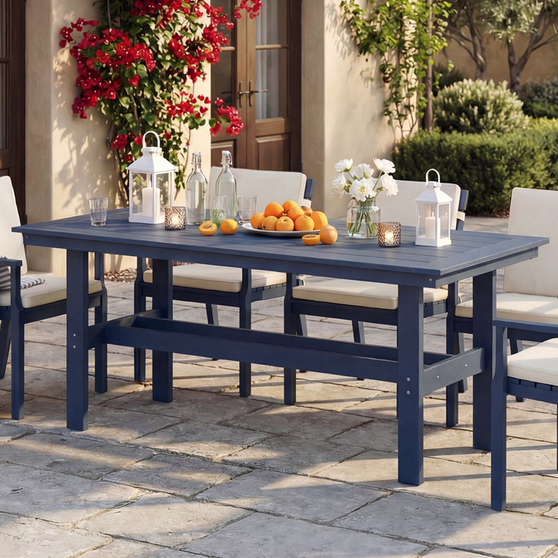  HDPE Outdoor Dining Table With 2" Umbrella Hole (Chairs not included), Blue