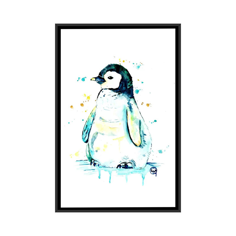« waddle », impression sur toile tendue, H 26 po x l 18 po x P 1,5 po, Toile avec cadre noir, Pas de tapis