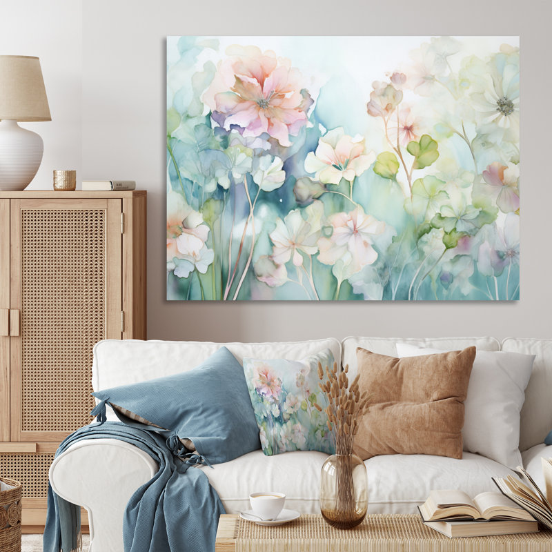 «Blue Enchanted Gardens III - Abstract Botanicals», reproduction d'art sur toile, L 44 po x H 34 po, Toile tendue