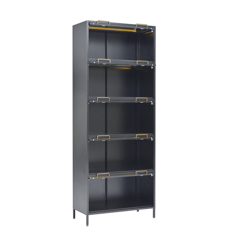 78.75'' Tall Iron Display Cabinet With Glass Doors