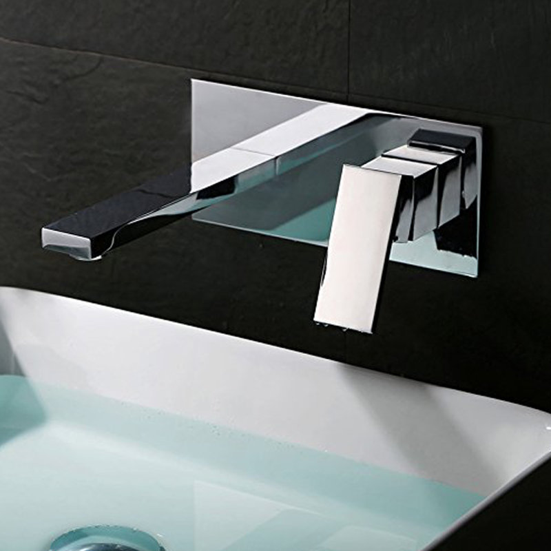 Robinet de lavabo de salle de bain, robinet de lavabo mural à un trou, Chrome