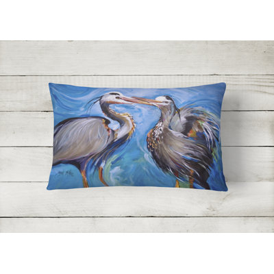 Blue Heron Outdoor Reversible Throw Pillow