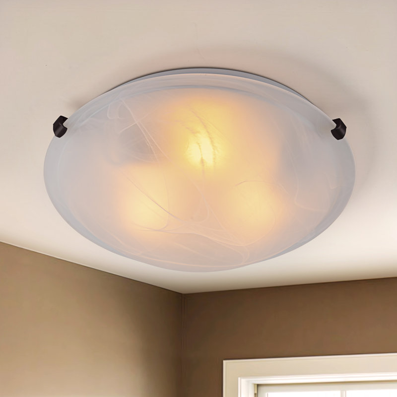 15.75 In. Bronze Flush Mount Ceiling Light With Alabaster Glass (4-pack), Bronze
