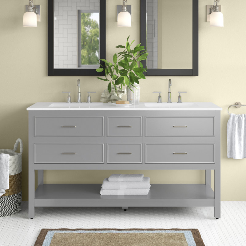 Ensemble de meuble-lavabo double 60 po Sinclaire, Gris