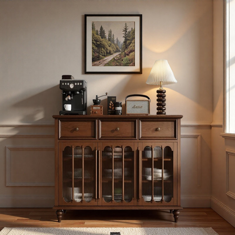 Buffet en chêne massif 3 tiroirs Amberle, H 37,4 po x l 59,06 po x P 15,75 po