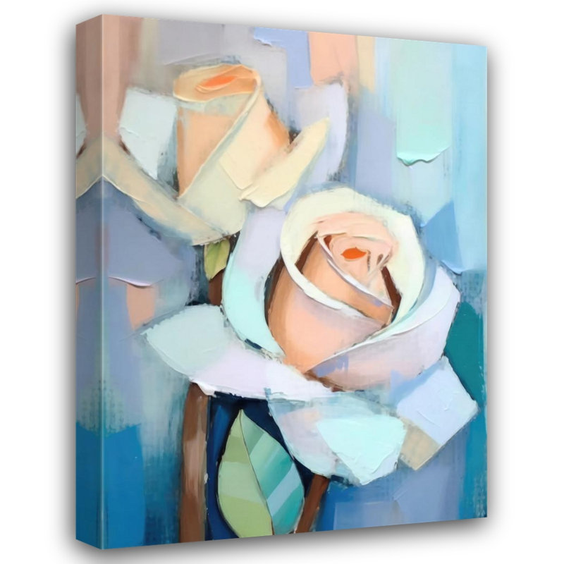 "Roses" sur toile, H 18 po x l 15 po