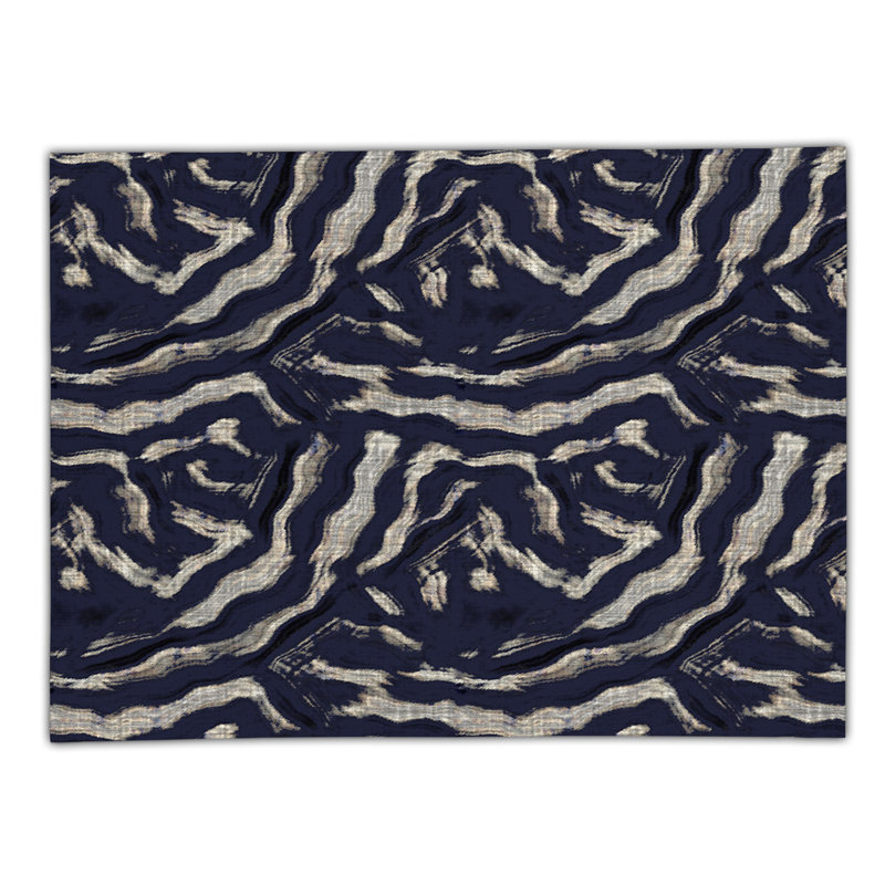 Tapis d'intérieur / extérieur en polyester tissé à la machine rectangulaire bleu / gris, Rectangle 2 pi x 3 pi