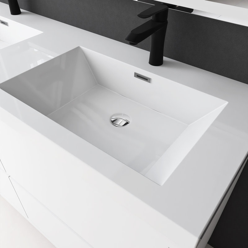 Meuble-lavabo autoportant de 60 po avec lavabo, Blanc