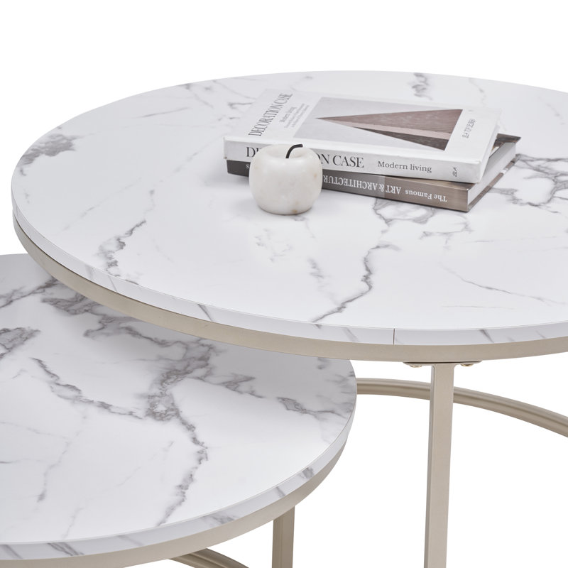 Frame Coffee Table, Soft Gold, White Marble, Marble