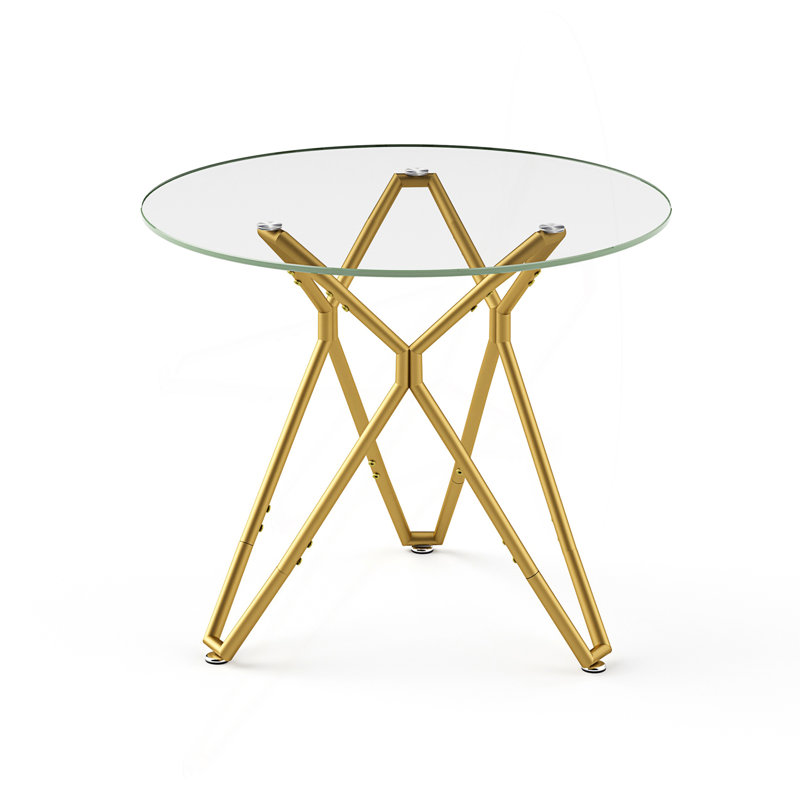 Table de salle à manger ronde en verre trempé 35,4 pouces
