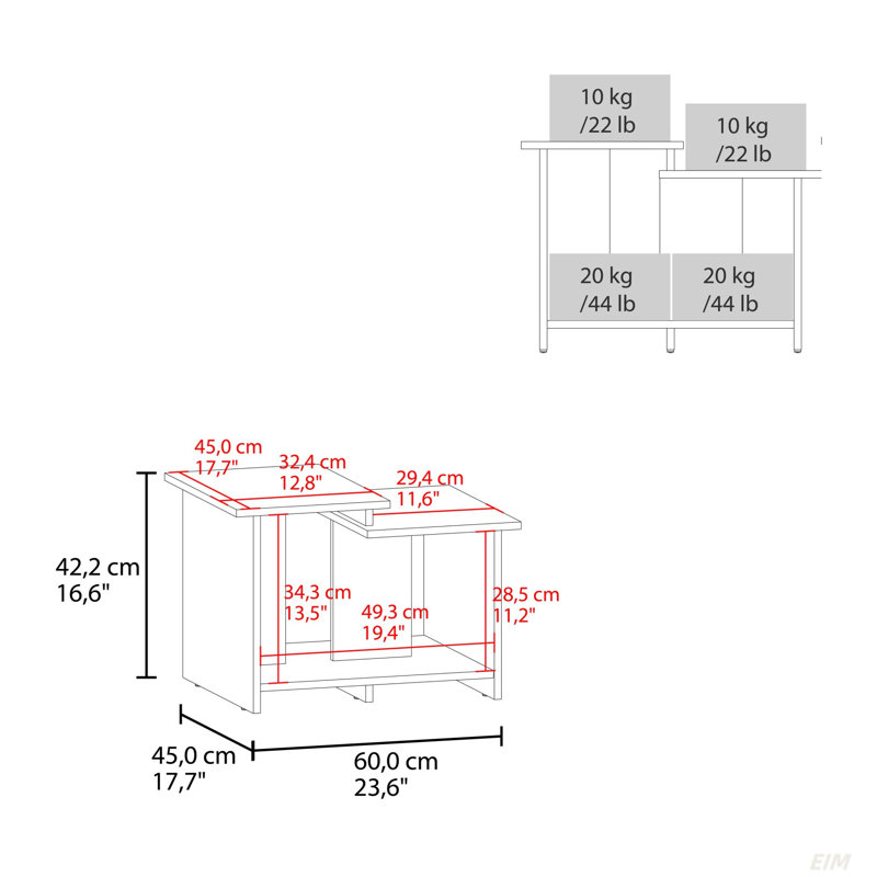 Table basse avec rangement ouvert Wengue, Blanc, Blanc