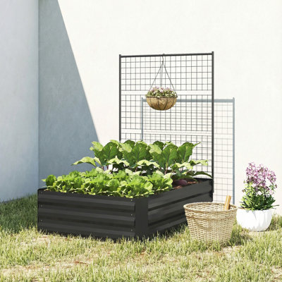 Lit de jardin surélevé galvanisé avec treillis, fond ouvert, vert