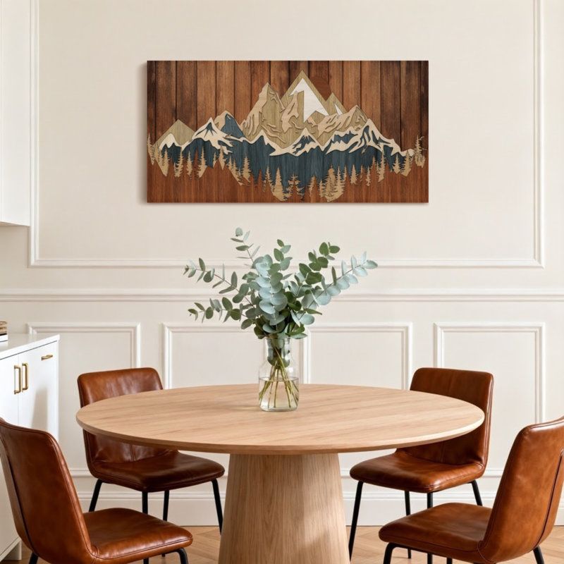 Paysage et nature, chaîne de montagnes, paysage forestier, art, H 28 po x l 58 po