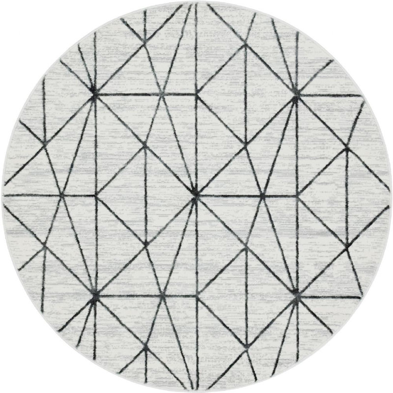 Tapis contemporain Clidy couleur plomb, Rond 3 pi 3 po