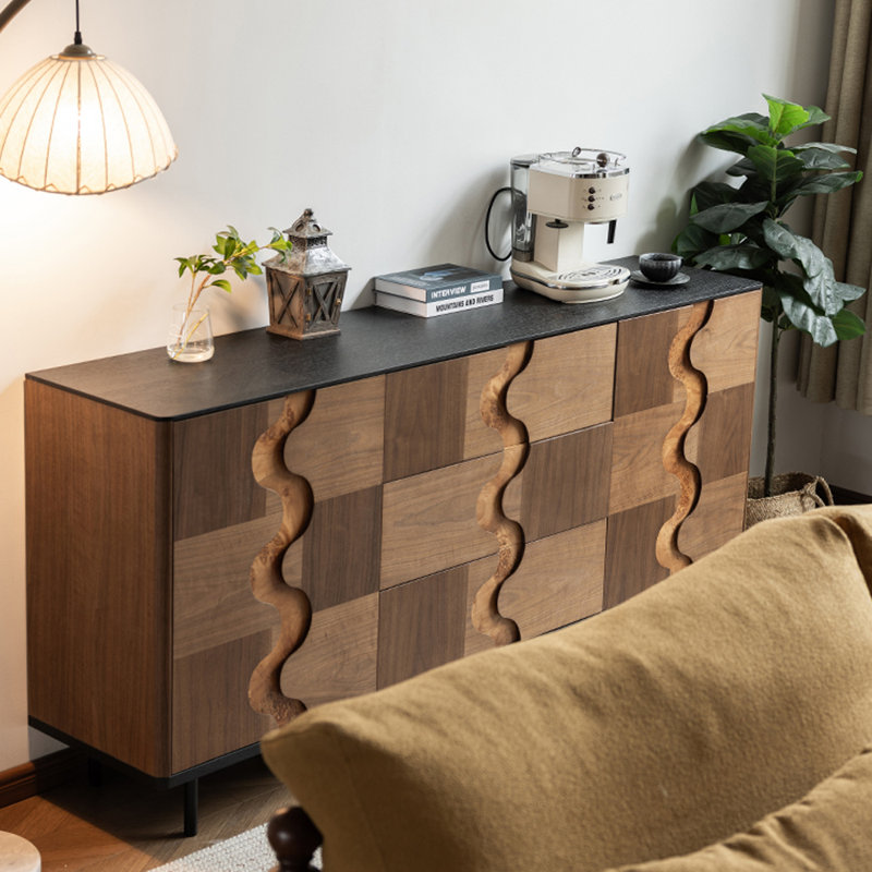 Armoire d'entrée Mid-Century, H 33,1 po x l 47,2 po x P 15,7 po, Brun