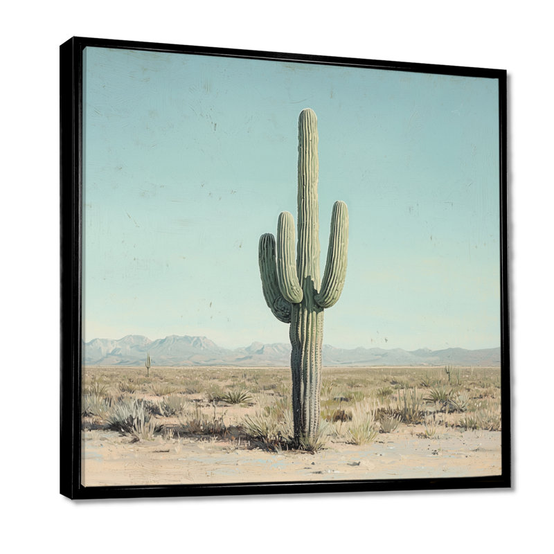 Cactus Saguaro et le ciel du désert I - art mural cactus, H 16 po x l 16 po, Impression encadrée flottante