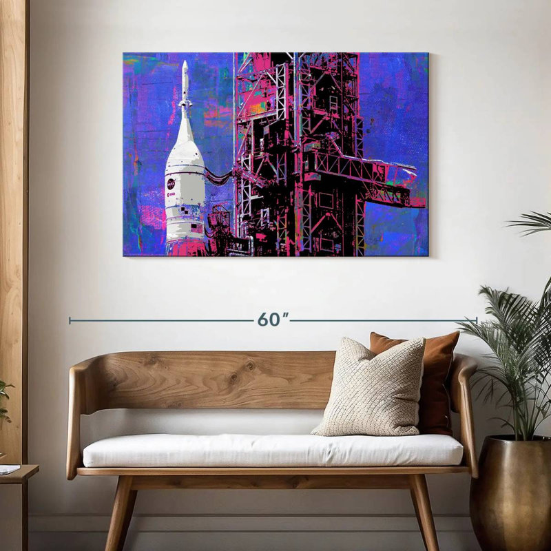 Oberle Moon Rocket And Gantry Tower, 30" H x 45" W